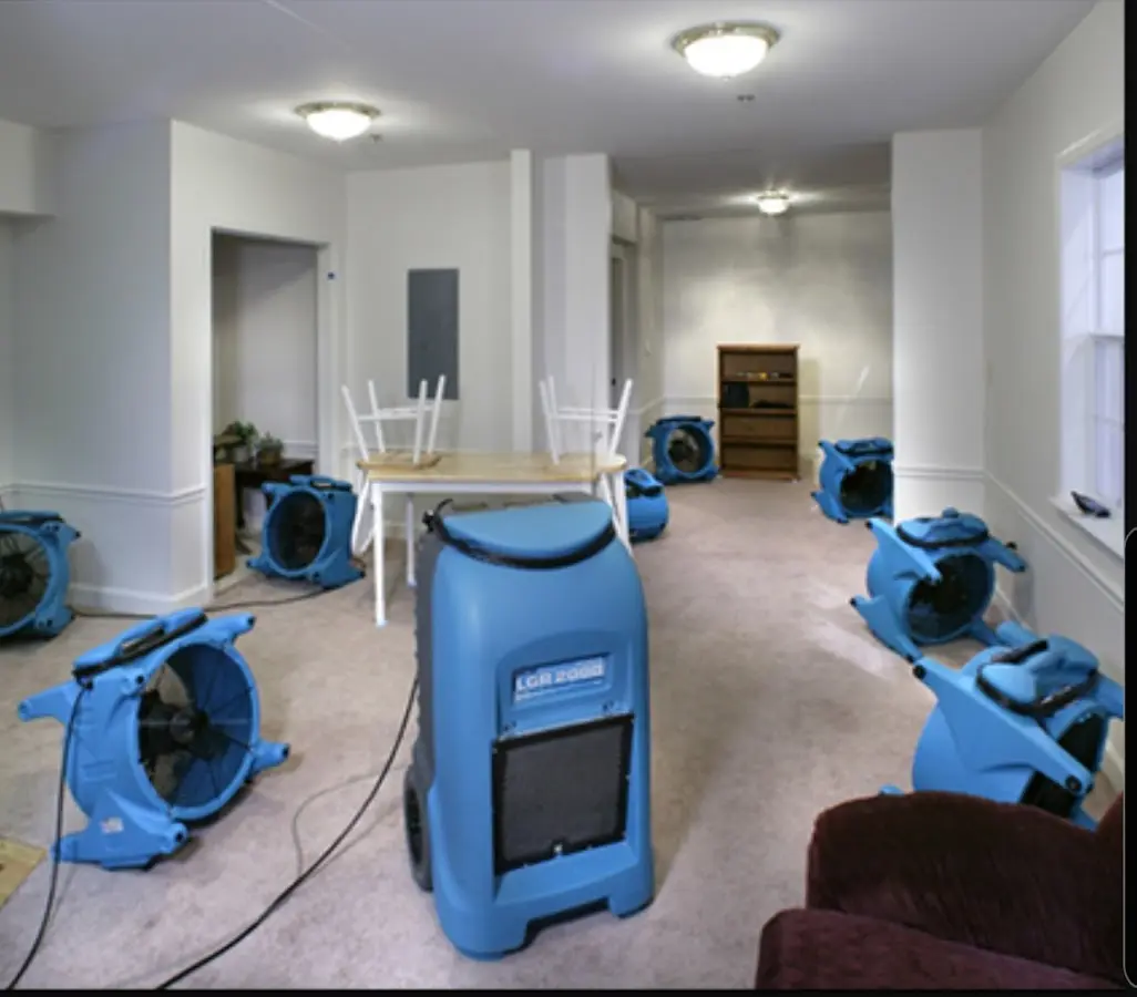 Air movers and dehumidifier setup for Water Extraction & Removal in Shawano